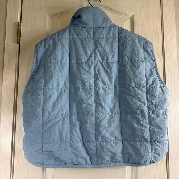Thread & Supply Women's Oversized Nylon Puffer Vest Light Blue Size S Small - Picture 2 of 8
